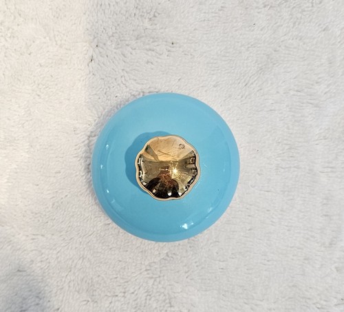 Servizio da tè Grace's porcellana crema e zucchero turchese blu bordo oro casetta shabby - Foto 12 di 12