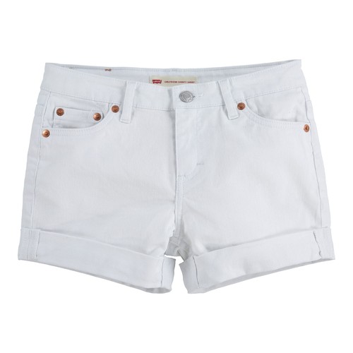Levi's Girls' Girlfriend Fit Denim Shorty Shorts, White, 16