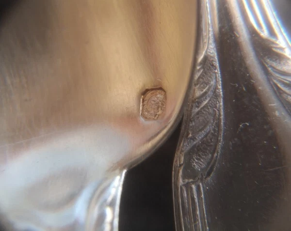 Hermosas cucharas francesas antiguas de plata de ley Vermeil Imperio Minerva siglo XIX Foto 4 de 4