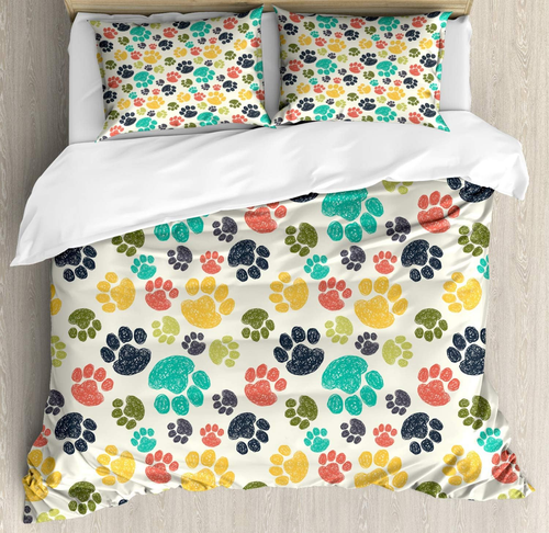 "Paw Print Doodles Queen Bedding Set" - Picture 10 of 12