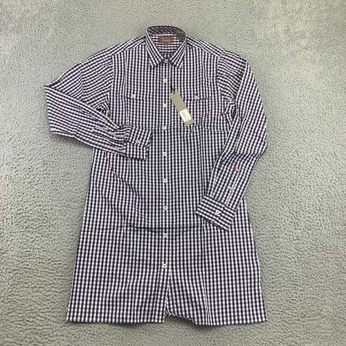 NWT Pennington & Bailes Button-Up Dress Women's S Blue White Check Long Sleeve - Picture 2 of 8