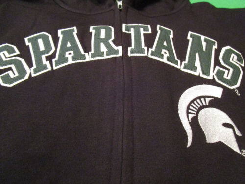 NEW MICHIGAN STATE SPARTANS MENS HOODIE HOODED ZIP SWEATSHIRT JACKET BLACK LG - Picture 2 of 2