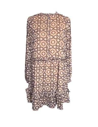 Mini Vestido Oliver Bonas Marrón Geo Estampado Volantes Cambio Talla 10 Fiesta Formal En muy buena condición - Imagen 1 de 4