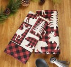 Cabin Lodge Rustic Kitchen Towel Set 2 Deer Moose Bear Red Black Buffalo Check