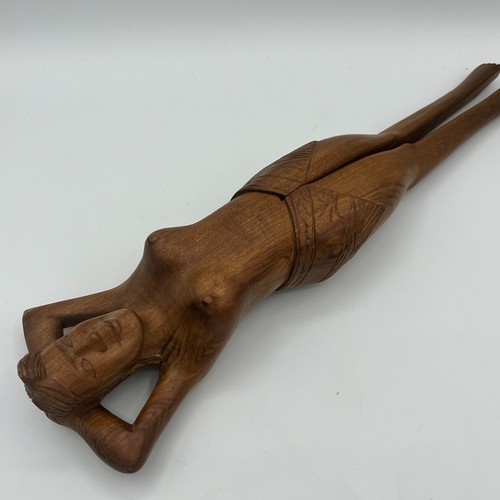 Hand Carved Wooden Woman Nude Nutcracker Mid Century Vintage Folk Art Figurine - Picture 3 of 22