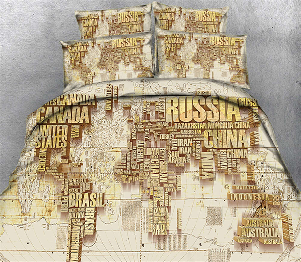 Golden Obvious Map 3D Printing Duvet Quilt Doona Covers Pillow Case Bedding Sets Golden Obvious Map 3D Printing Duvet Quilt Doona Covers Pillow Case Bedding Sets