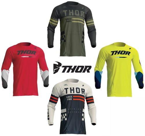 THOR PULSE JERSEY MOTOCROSS MOTOCROSS MTB BIKE - BLACK RED ARMY BLUE YELLOW - Picture 1 of 6