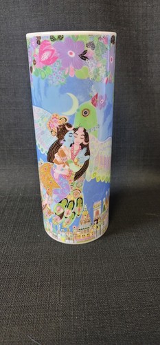 Jorinde Binder German Porcelain Whimsical Cylinder Vase 9" - Picture 1 of 9