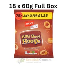 Jack's BBQ Beef Hoops 18 X 60g/Full Case/Fast Moving/Party Packs/Expiry 2025