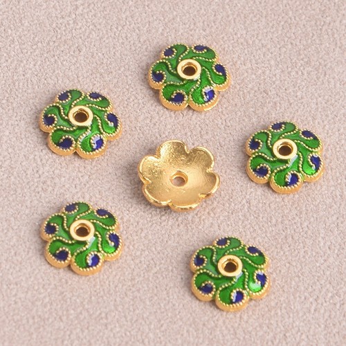 50pcs 8mm Enameled Flower Shape Golden Color Metal Bead Caps Loose Spacer Beads - Picture 14 of 16