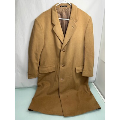 Vintage Jaclin Chicago Men Pure 100% Cashmere Overcoat Tan