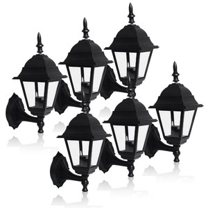 Details About 6x Black 4 Side Led Outdoor Wall Lantern Outside Light Security Lantern Lamp