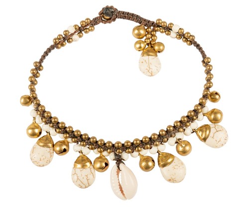 Tobillas con cuentas para mujer - Perla, Natural Semi Preciosa Piedra Cristal Cordón de Cera - Imagen 7 de 14