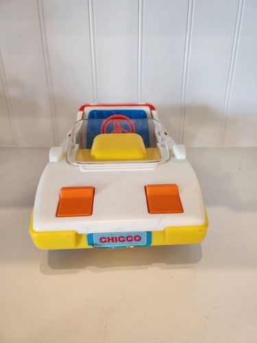 Vintage Chicco First Sportscar Rally Toy Car (Made in Italy) White Blue Yellow - Picture 2 of 7