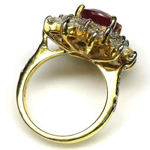925 Argento 8 MM Sangue Rosso Rubino & Whitre Topazio Gioielli Misura Anello - Foto 3 di 4