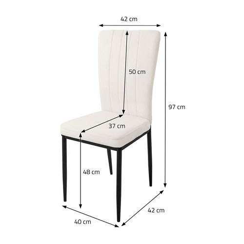 4er Set Esszimmerstuhl Küchenstuhl Polsterstuhl Wohnzimmer Stuhl Weiß Samt - Bild 6 von 7
