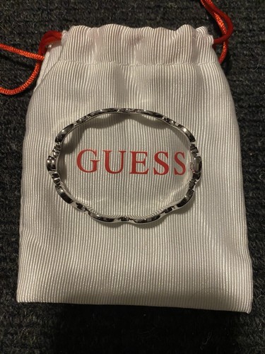 GUESS Bangle | Silver Sparkling Wave Design with Logo | Authenticity Certificate - Picture 2 of 5