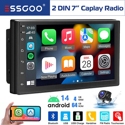 Double 2 DIN Android 14 64G CarPlay Car Stereo Radio GPS SAT NAVI Head Unit AHD