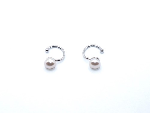 Sterling Silver Earrings White Pearl Pearls Ear Cuff Style 2 Cuffs Rings Jewelry - Picture 22 of 24