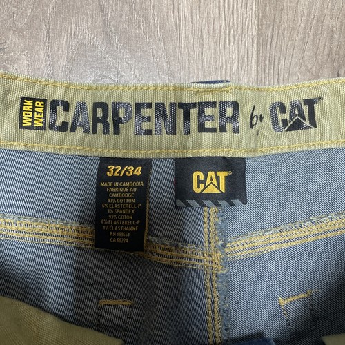 2 Pair CAT Caterpillar Work Wear Denim Jeans Men's 32x34 Carpenter Utility Jeans - Picture 6 of 9