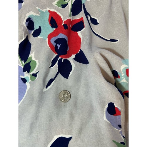 Elevenses Anthropologie Wide Leg Floral Pants Sz 14 Gray Lavender Navy - 第 9/18 張圖片
