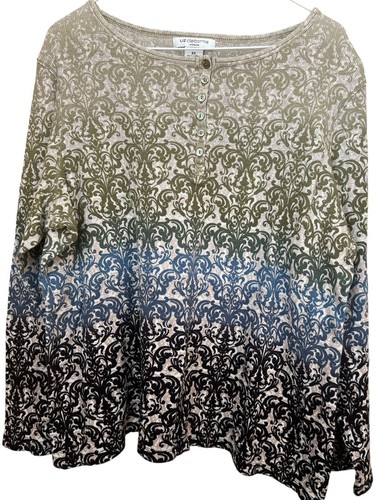 Liz Claiborne Women's Pullover Blouse Long Sleeve 1/4 Button Size 2X - Picture 1 of 5