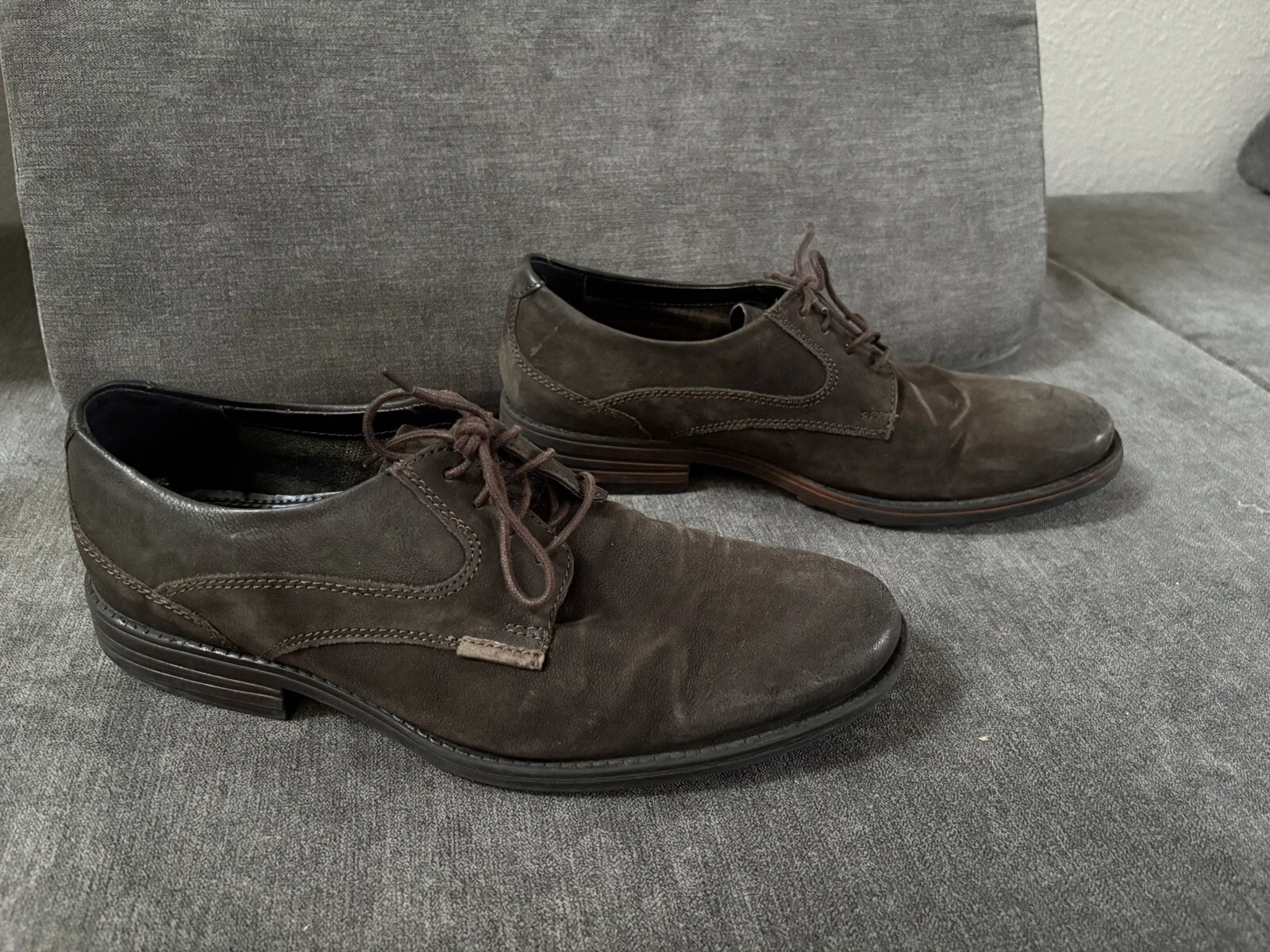 CLARKS 16326 Mocassini scarpe eleganti stringate in pelle scamosciata marrone scuro 9M uomo