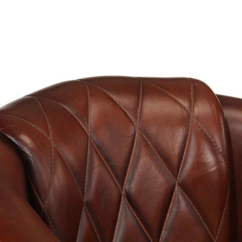 Genuine Leather Tub Chair Vintage Brown Lounge Living Room Sofa Accent Armchair - Picture 6 of 9