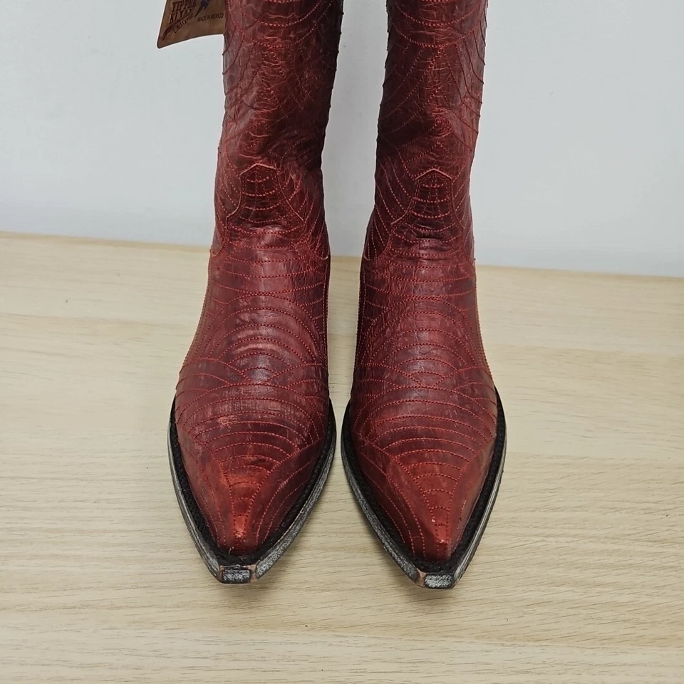 Old Gringo Yippee Kiyay Cowgirl Mid Calf Red Leather Western Rodeo Boots Uk 4.5 - Image 4 of 4