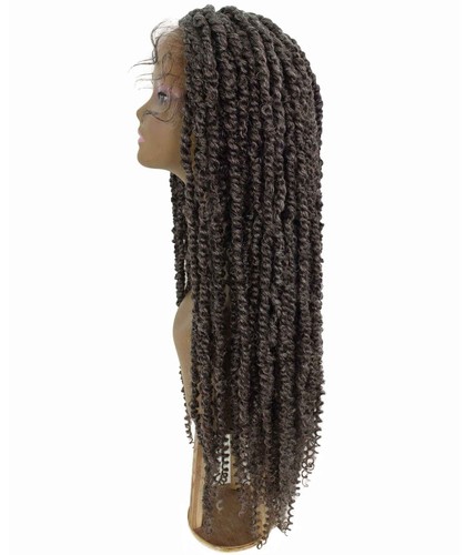 LUXLUXE Esosa Curly Esosa 31 in Long Esosa 4X4 Hand Tied Lace Braid Braided Wig, - Picture 3 of 9