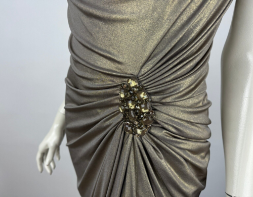 Tadashi Shoji Metallic Jersey drapiertes Kleid Damen XS EU $ 585 ärmellos gerafft - Bild 13 von 13