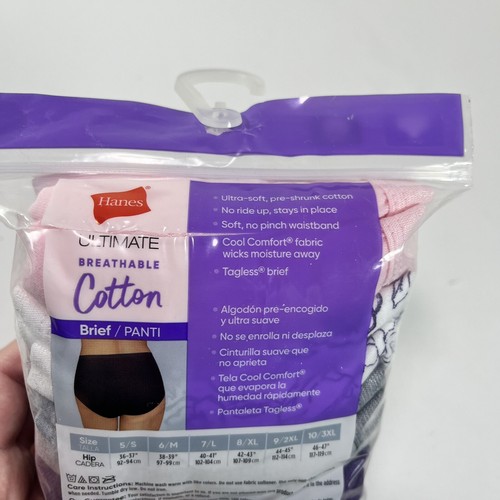 NWT Women Hanes Ultimate Briefs Breathable Cotton 6 Pairs Assorted Tagless 8/XL - Picture 7 of 9