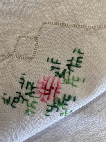 Vintage Hand Stitched Cross Stitched Rose with Cut Away Details Set of 4 Napkins - Picture 6 of 9