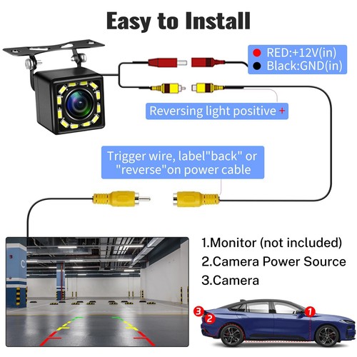 Cámara De Reversa Trasera Para Auto Carros Coche Retroceso Con Visión Nocturna - Imagen 4 de 7