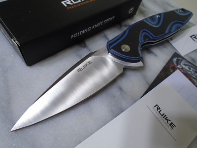 RUIKE Blue Wave Fang Ball Bearing Pivot Pocket Knife G10 Folder 14C28N P105-Q