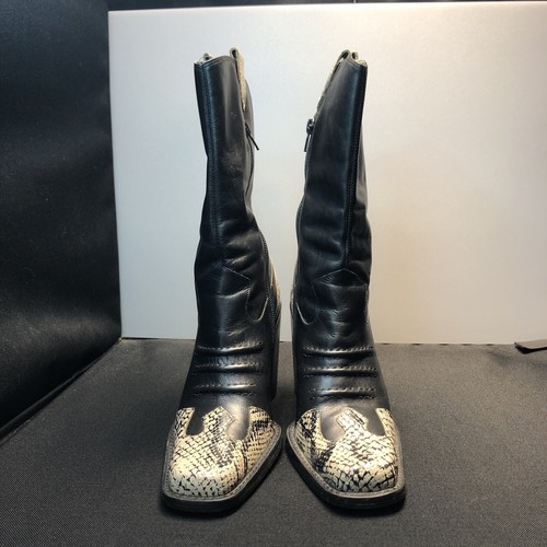 LN/EUC US7M RAMPAGE PRAIRY 4" TACONES NEGRO LEA. BOTAS VAQUERAS WESTERN IMITACIÓN SERPIENTE - Imagen 9 de 12