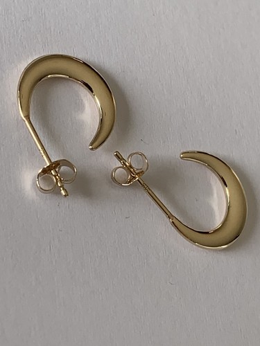 Große Huggies-Ohrring 9 kt Gelbgold schlichter Stil Halbmond - Bild 3 von 7