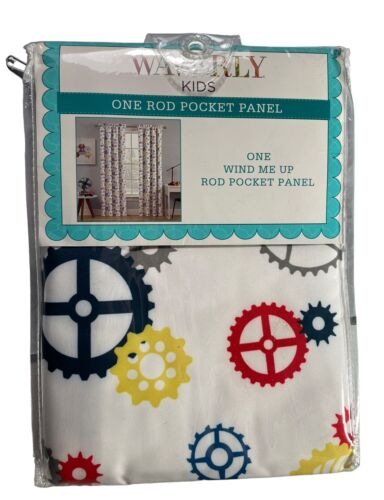 Waverly Kids Wind Me Up 1 Curtain Panel 42"x63" Color Spoked Cog Wheel Machine - Picture 1 of 5