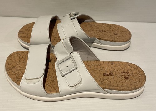 Clarks Size 41 Women’s White Cloudsteppers Mule Sandals Step June Tide Strappy - Imagen 5 de 13