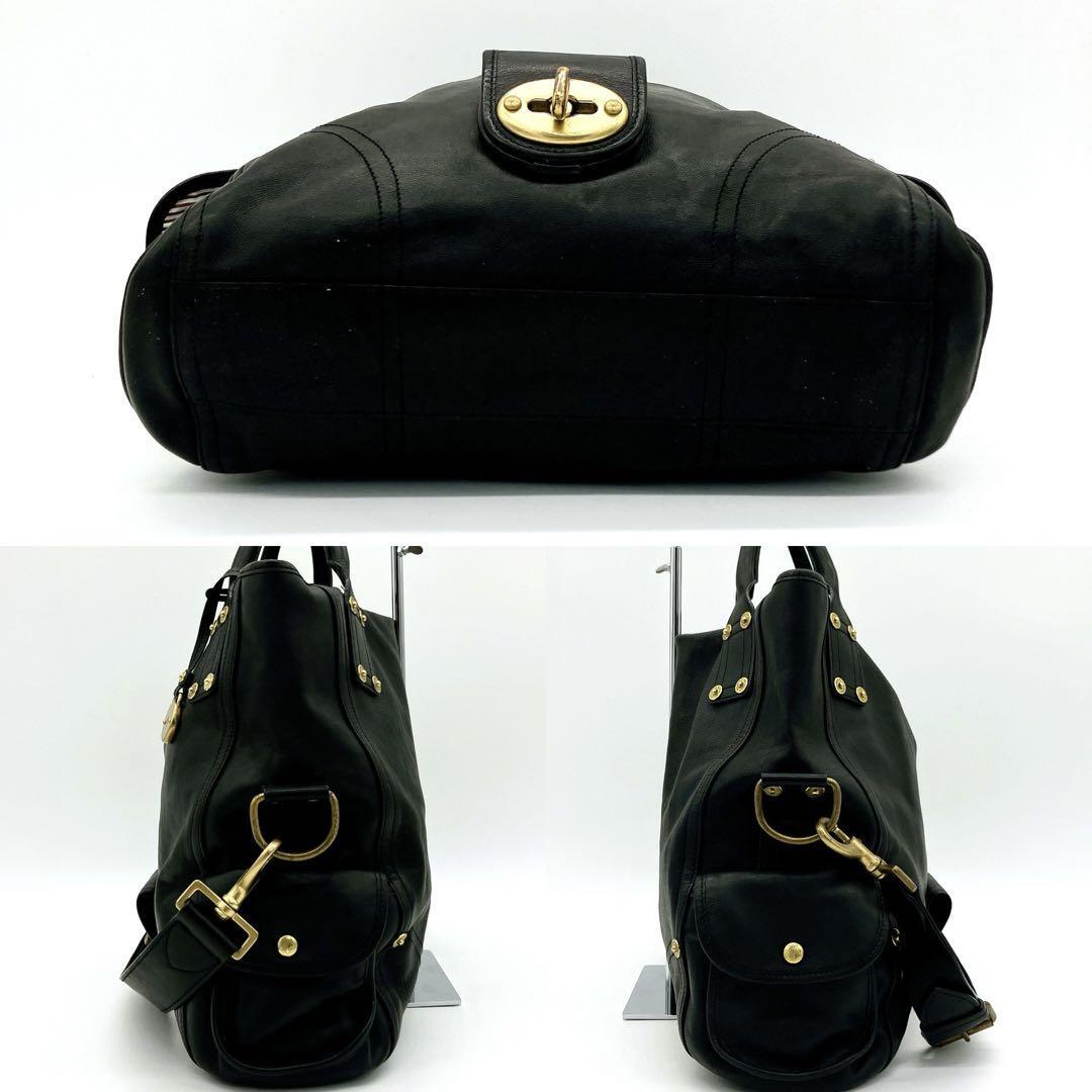 Mulberry 2Way Black Leather Handbag Shoulder Bag Gold Mulberry 2Way Black Leather Handbag Shoulder Bag Gold