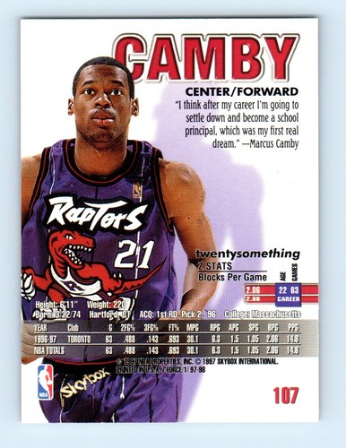 1997-98 SkyBox Z-Force Marcus Camby Toronto Raptors #107 - Picture 2 of 2
