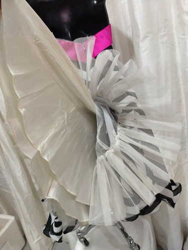 Womens Karen Okada David Howard Sz 4 Black white halter Cocktail Dress pink bow - Picture 5 of 12
