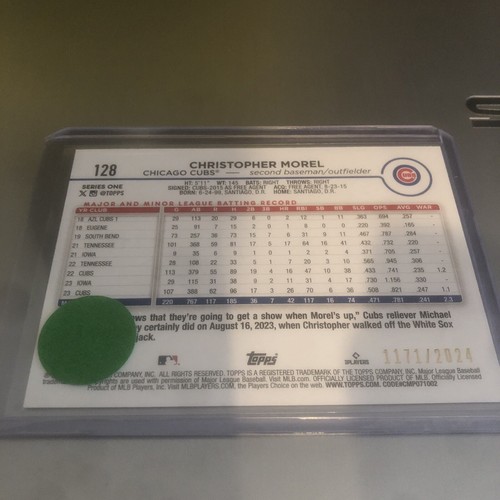 2024 Topps Series 1 Christopher Morel Future Stars Gold /2024 Cubs #128 - Picture 2 of 2