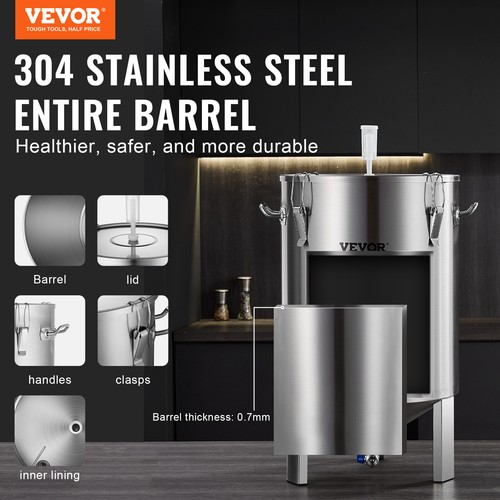 VEVOR 16 Gal Stainless Steel Home Brew Kettle Set Beer Brew Bucket Fermentor - Imagen 2 de 12