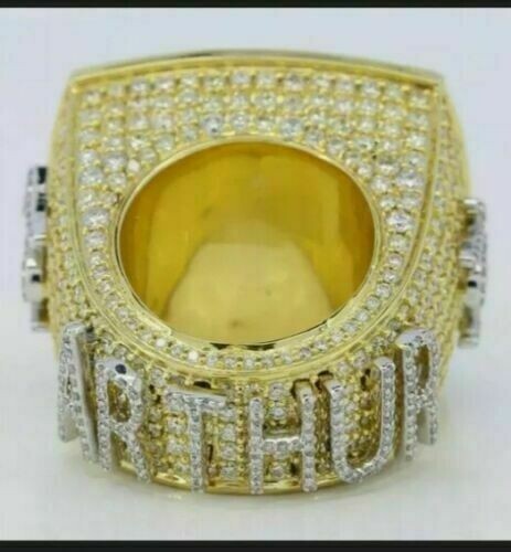 4.00 Ct Round Cut Simulated Diamond Cluster  Wedding Ring 14k Yellow Gold Plated - Picture 4 of 4