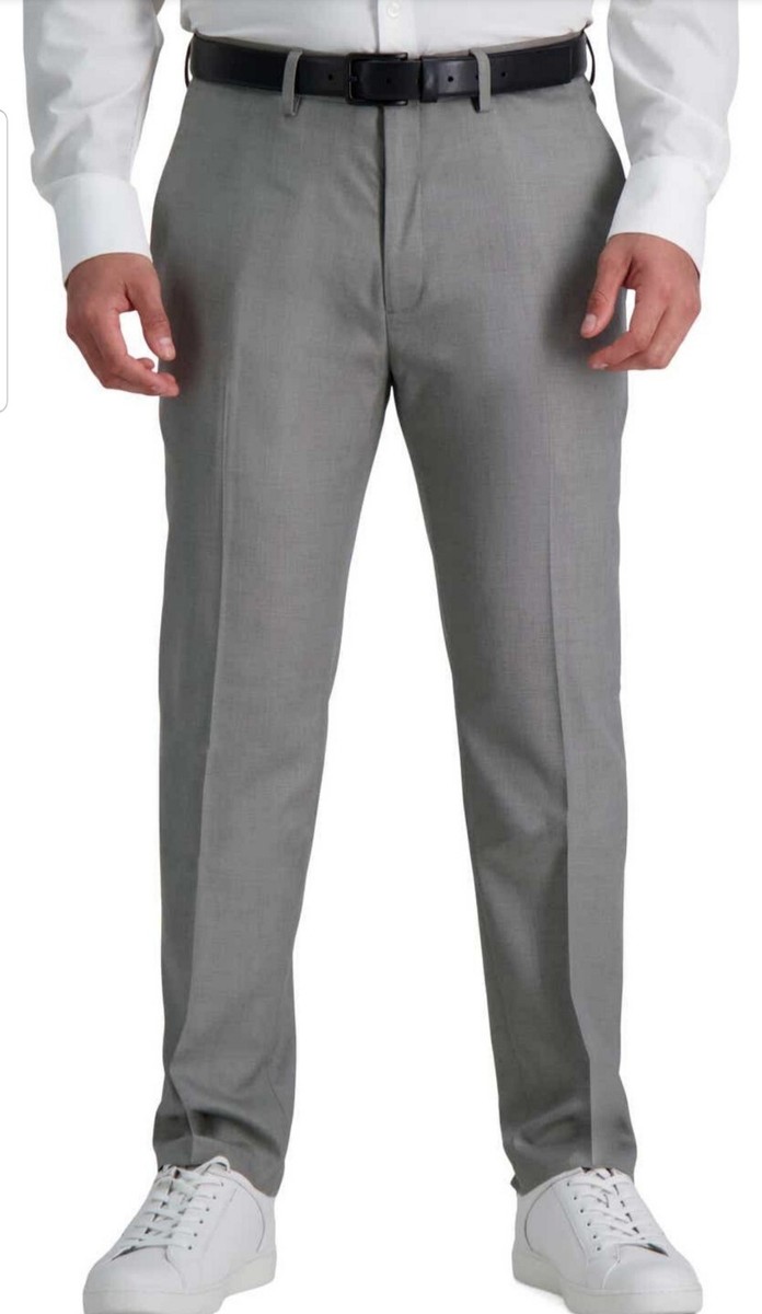 Mens Side Stripe Formal Pants Lauren Ralph Lauren Men's Classic-Fit  UltraFlex Stretch Gray Sharkskin Pleated