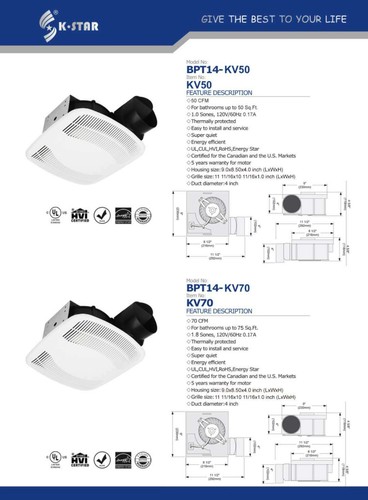 Super Quiet Bathroom Ventilation Fan KV70 - Picture 2 of 6