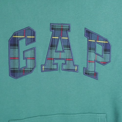 Gap Green Plaid Arch Logo Soft Hoodie Fleece Sweatshirt Size L Oversized - Picture 4 of 16