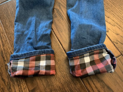 Lee Cuffed Crop Distressed Jeans Girl Size 5 Plaid Cuff - Picture 9 of 9