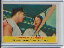 1958 Topps Baseball Card Sluggers Supreme Ted Kluszewski &Ted Williams NR MT#321
